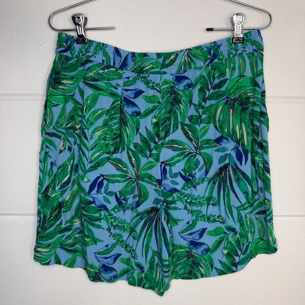 J. Jill Two Piece Set Small Green Blue Tropical Cruise Resortwear Matching